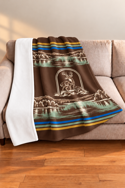 Lakeside Toile Whitetail Fleece Throw