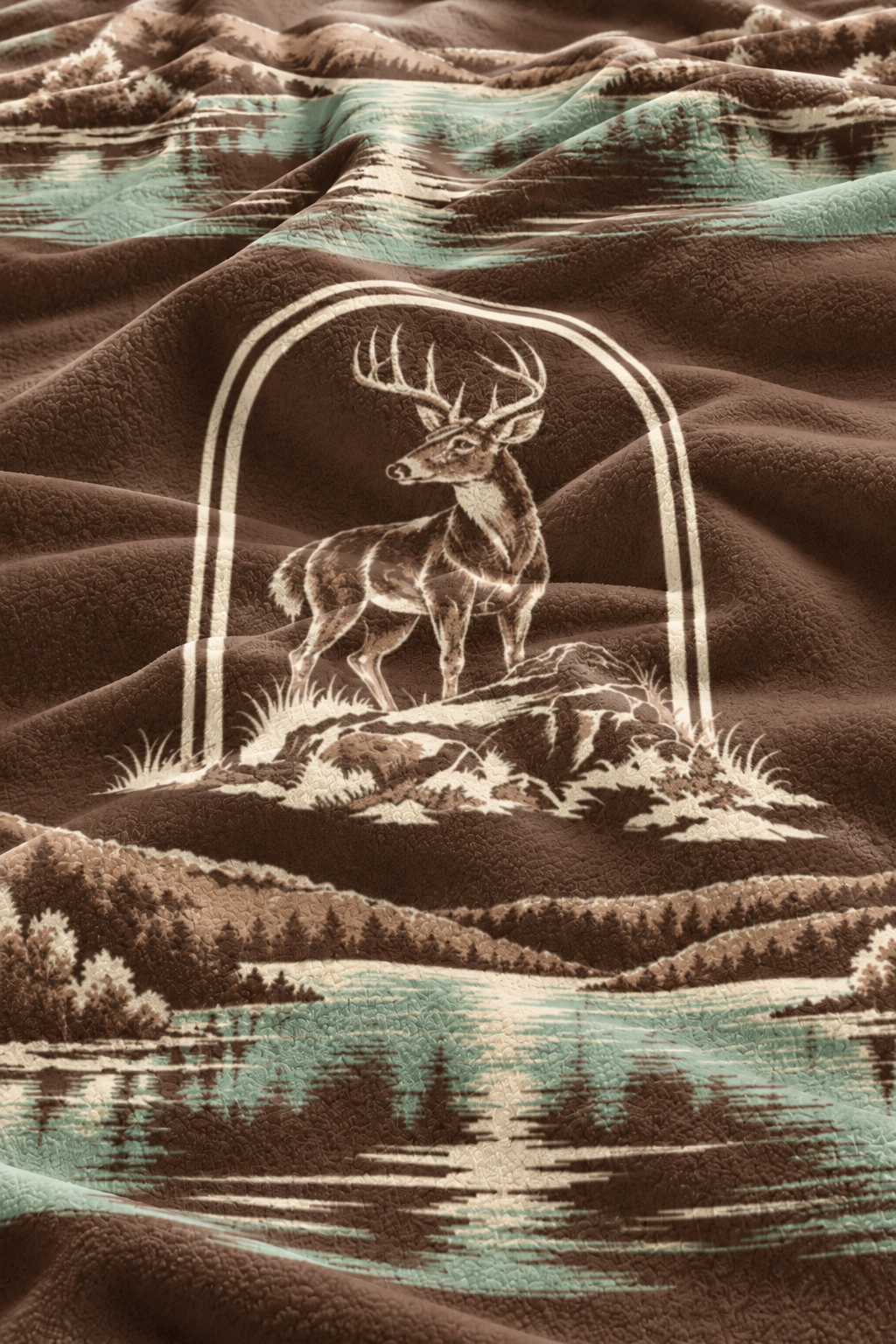 Lakeside Toile Whitetail Fleece Throw