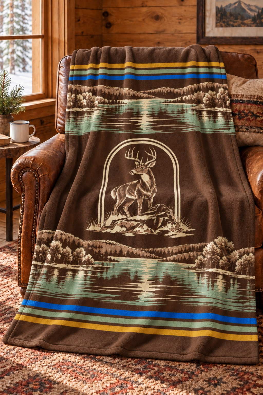 Lakeside Toile Whitetail Fleece Throw