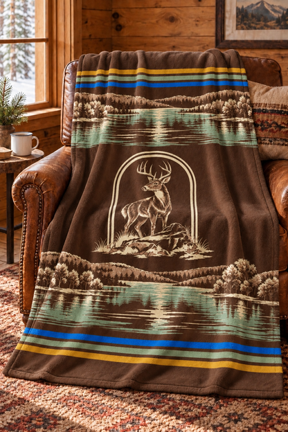 Lakeside Toile Whitetail Fleece Throw