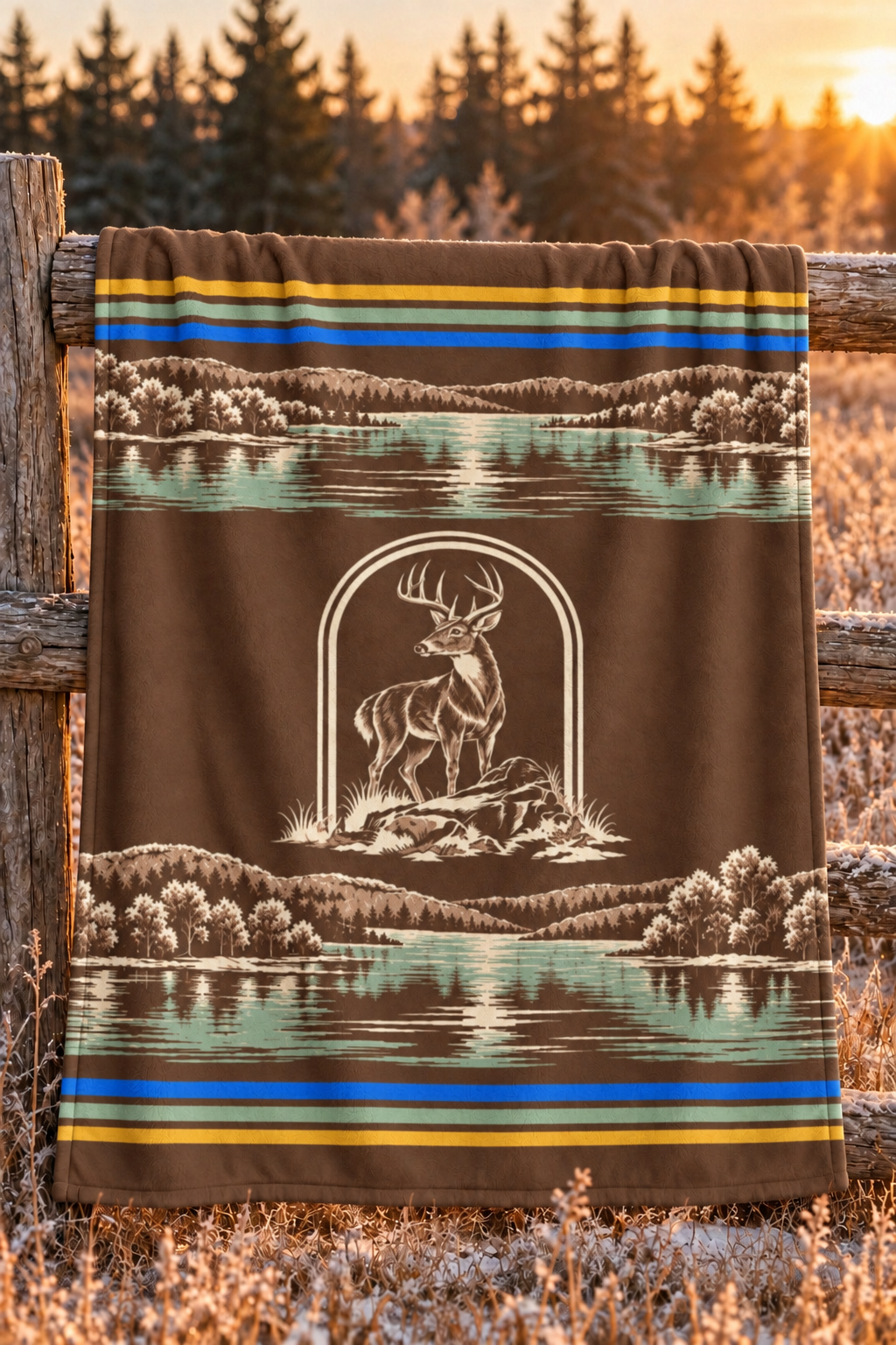 Lakeside Toile Whitetail Fleece Throw