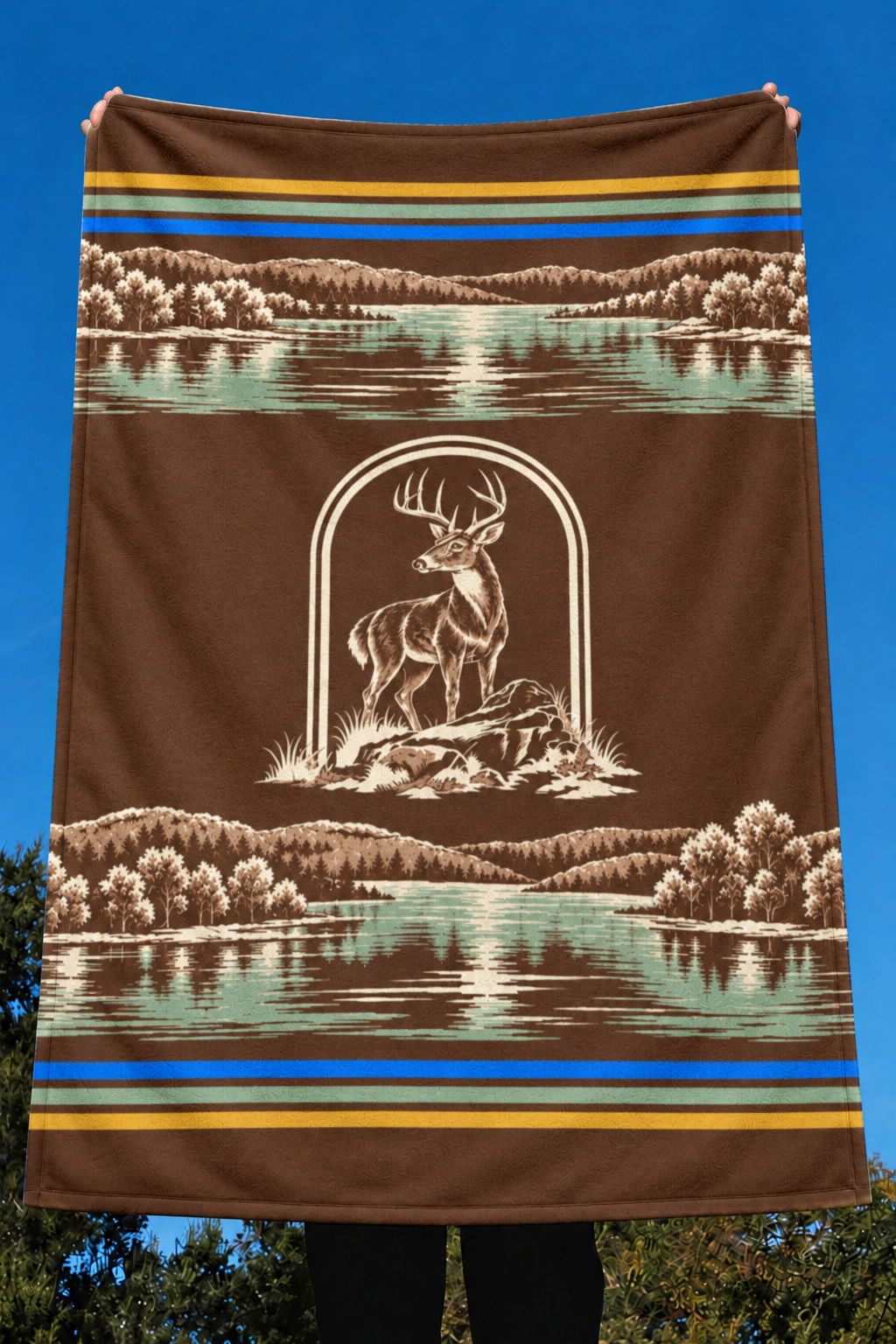Lakeside Toile Whitetail Fleece Throw