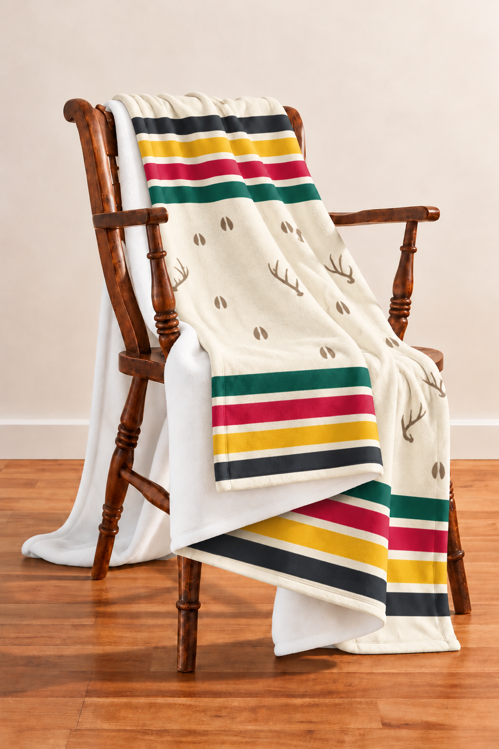 Camp Stripe Whitetail Tracks Fleece Throw
