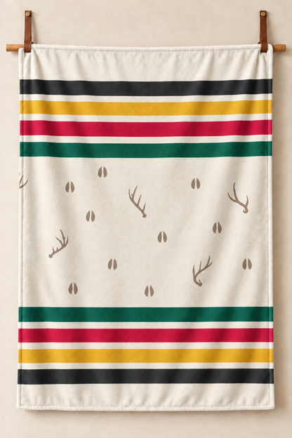 Camp Stripe Whitetail Tracks Fleece Throw