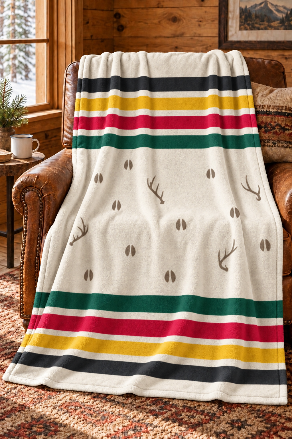 Camp Stripe Whitetail Tracks Fleece Throw