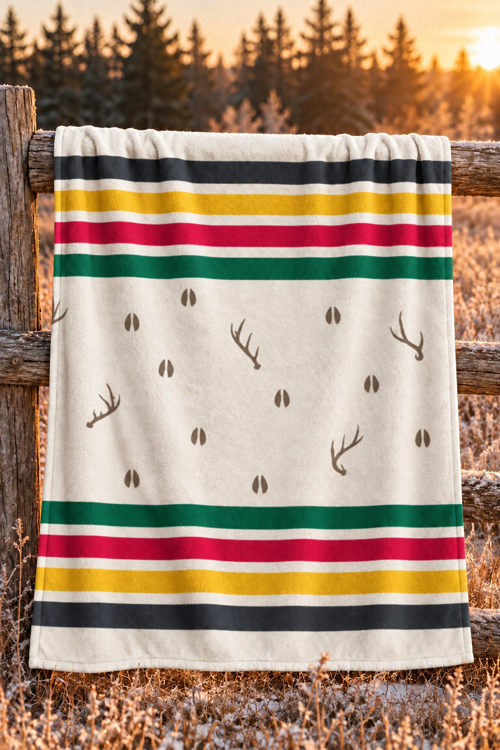 Camp Stripe Whitetail Tracks Fleece Throw