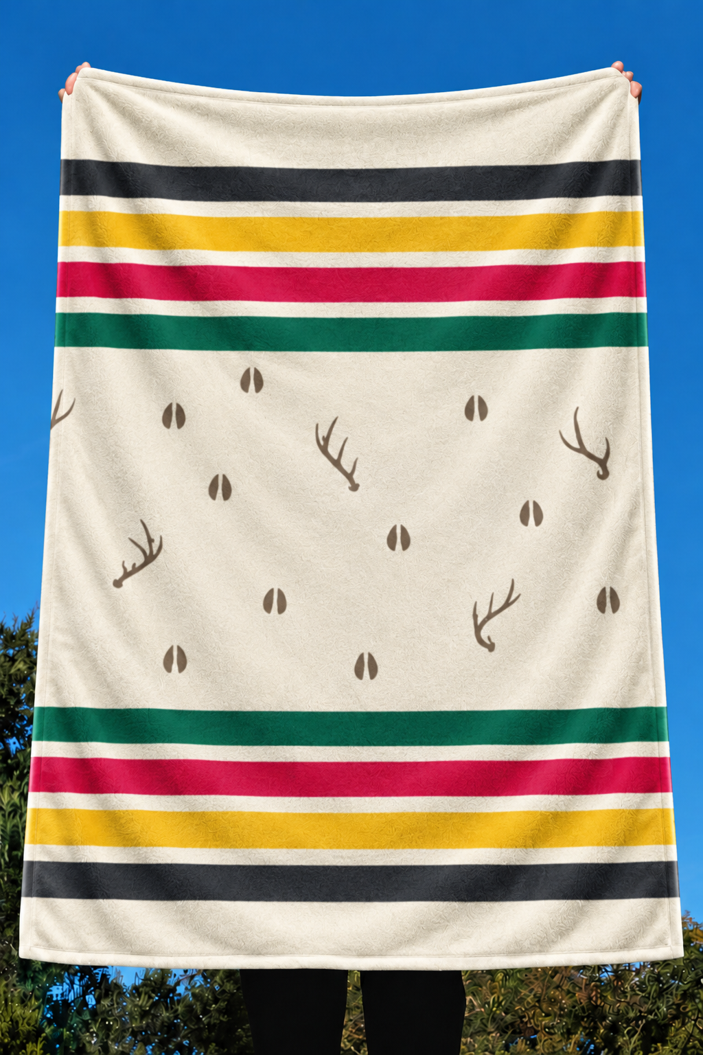 Camp Stripe Whitetail Tracks Fleece Throw