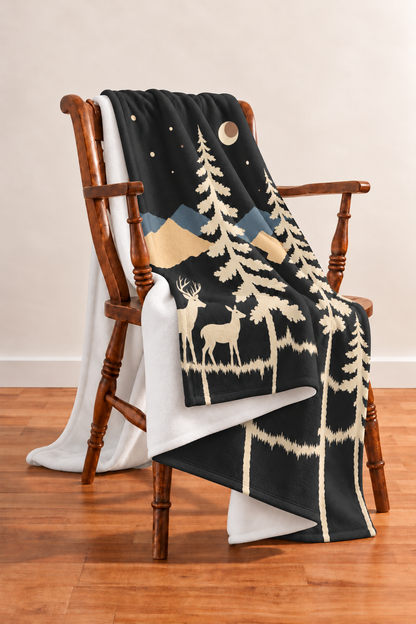 Moonlit Pines Whitetail Fleece Throw