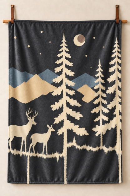 Moonlit Pines Whitetail Fleece Throw