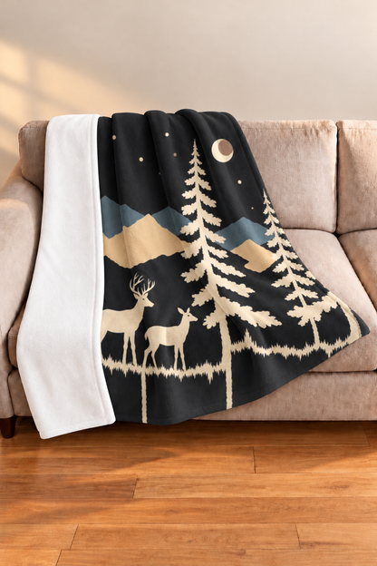 Moonlit Pines Whitetail Fleece Throw