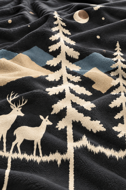 Moonlit Pines Whitetail Fleece Throw