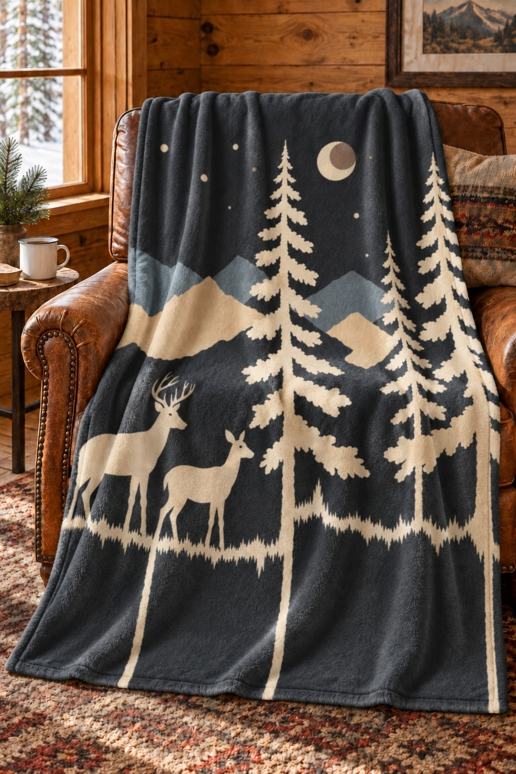 Moonlit Pines Whitetail Fleece Throw