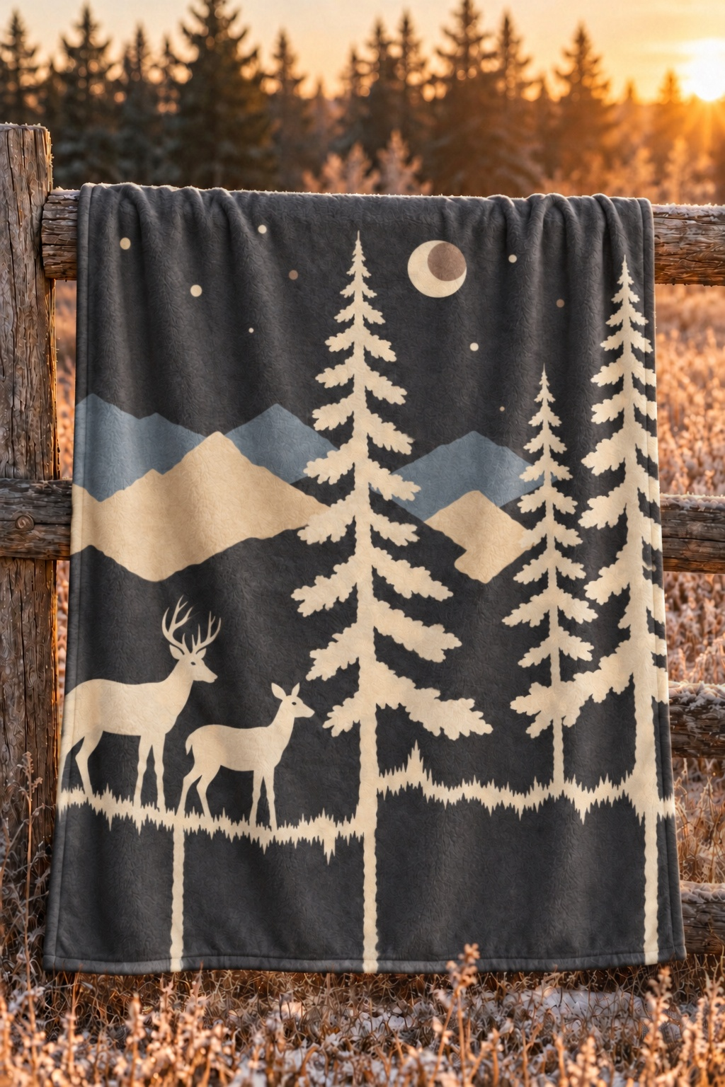 Moonlit Pines Whitetail Fleece Throw