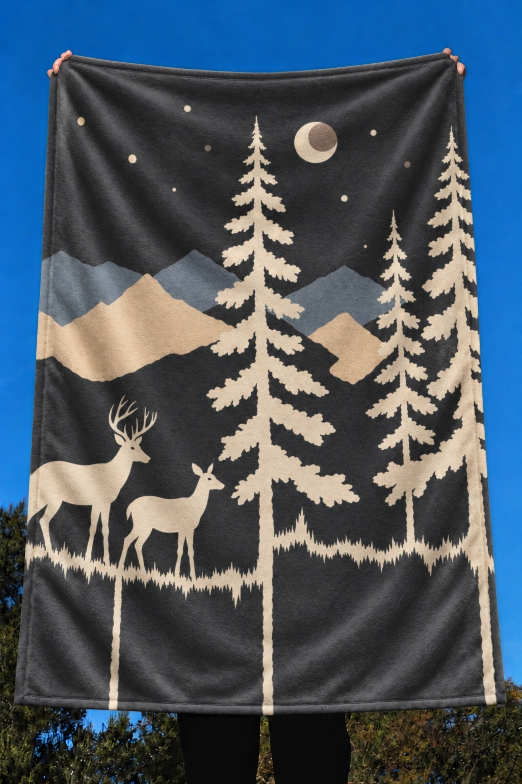 Moonlit Pines Whitetail Fleece Throw