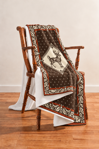 Oak Leaf Medallion Whitetail Fleece Throw