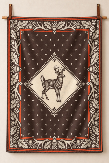 Oak Leaf Medallion Whitetail Fleece Throw
