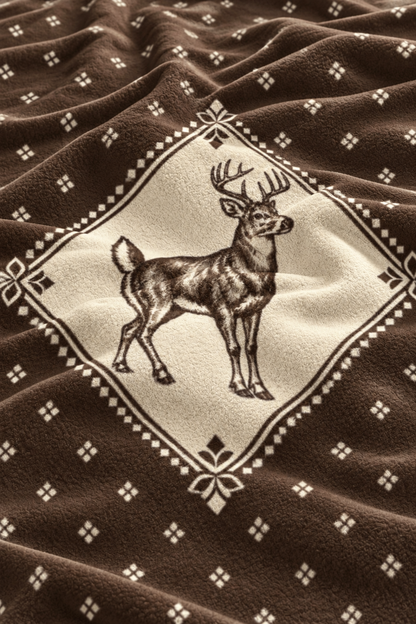 Oak Leaf Medallion Whitetail Fleece Throw