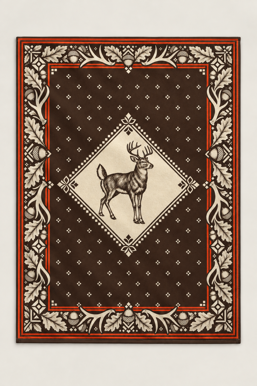 Oak Leaf Medallion Whitetail Fleece Throw