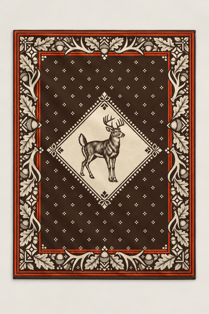 Oak Leaf Medallion Whitetail Fleece Throw
