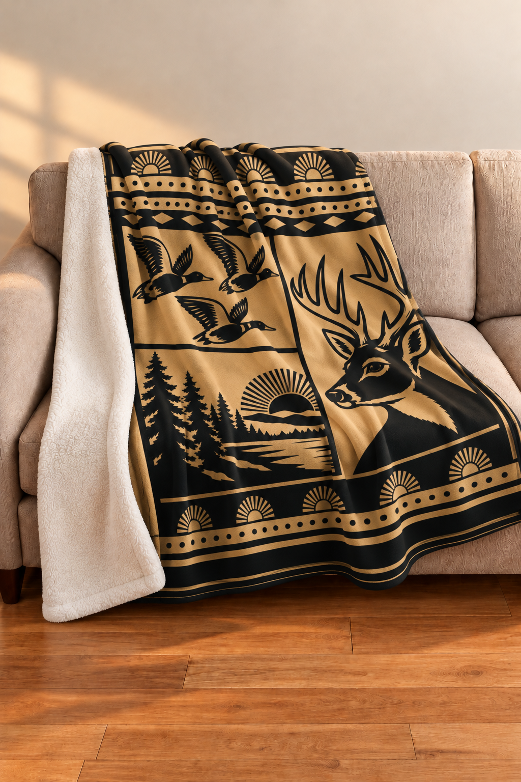 Golden Lodge Whitetail and Mallard Fleece Throw