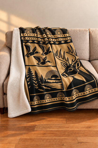 Golden Lodge Whitetail and Mallard Fleece Throw
