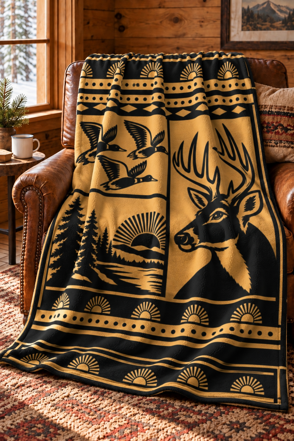 Golden Lodge Whitetail and Mallard Fleece Throw