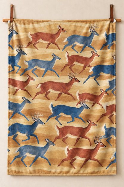 Sunrise Run Whitetail Herd Fleece Throw