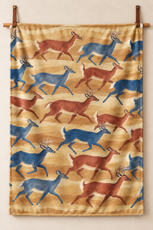 Sunrise Run Whitetail Herd Fleece Throw