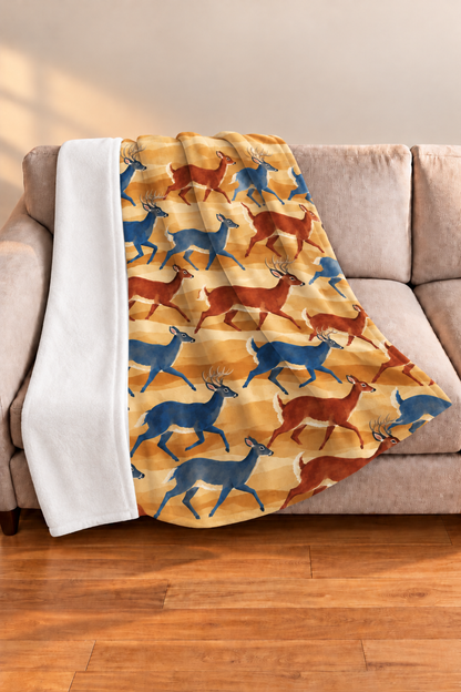 Sunrise Run Whitetail Herd Fleece Throw
