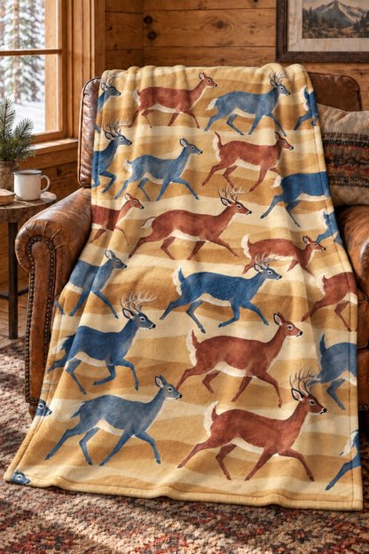 Sunrise Run Whitetail Herd Fleece Throw