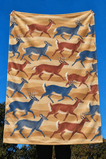 Sunrise Run Whitetail Herd Fleece Throw