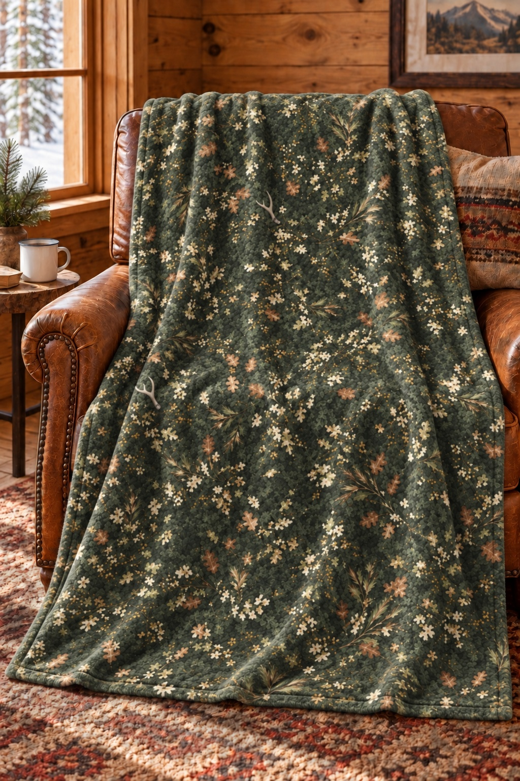Evergreen Forest Floor Fleece Throw