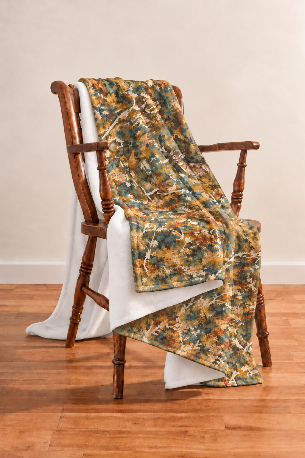Autumn Canopy Camo Fleece Throw