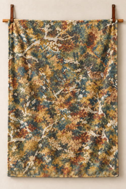 Autumn Canopy Camo Fleece Throw