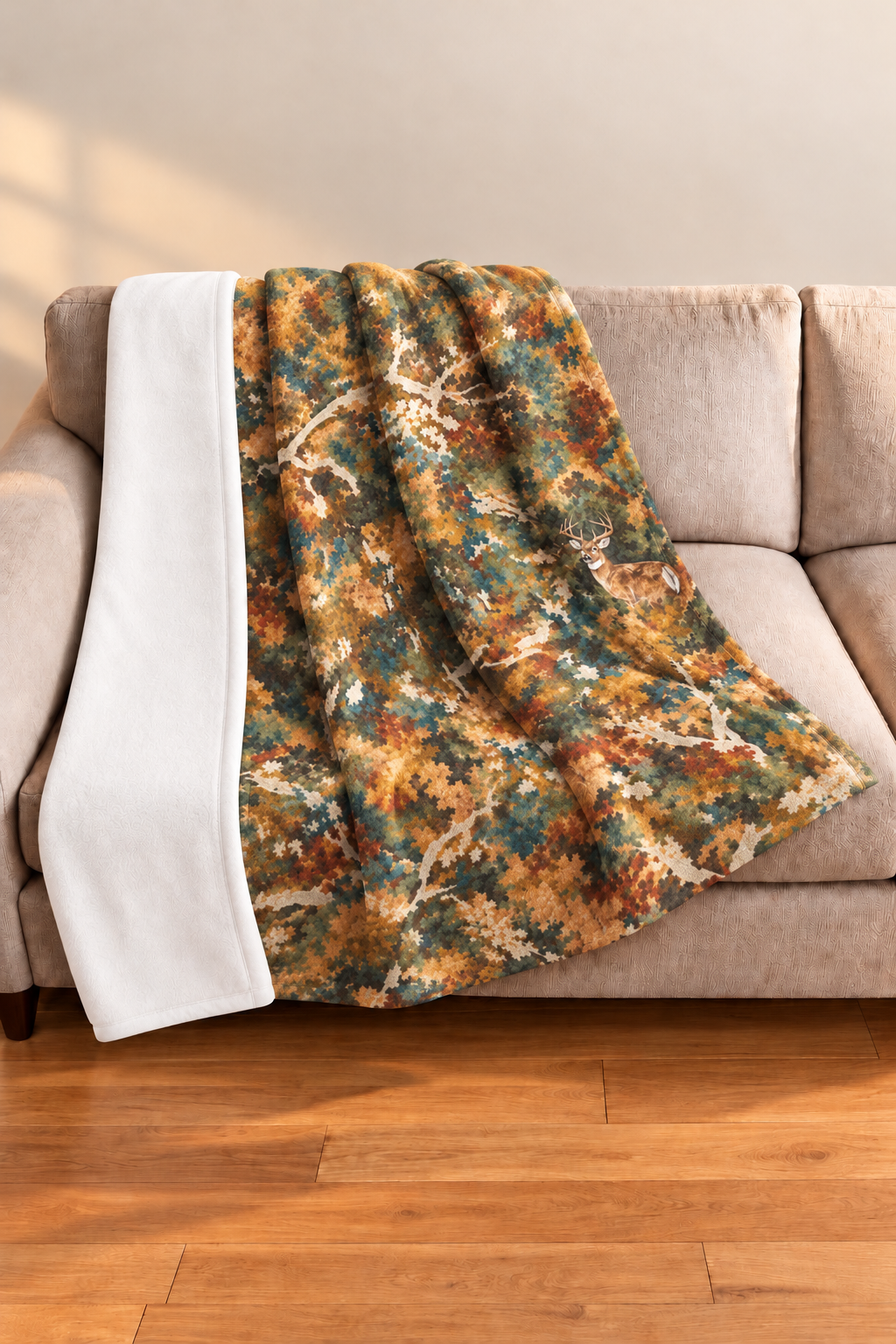 Autumn Canopy Camo Fleece Throw