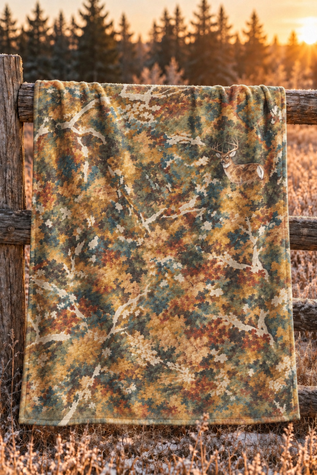 Autumn Canopy Camo Fleece Throw