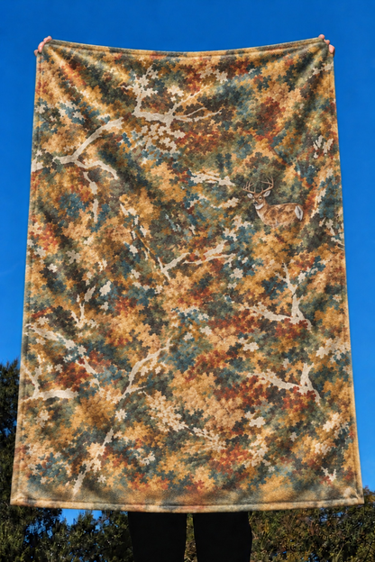 Autumn Canopy Camo Fleece Throw