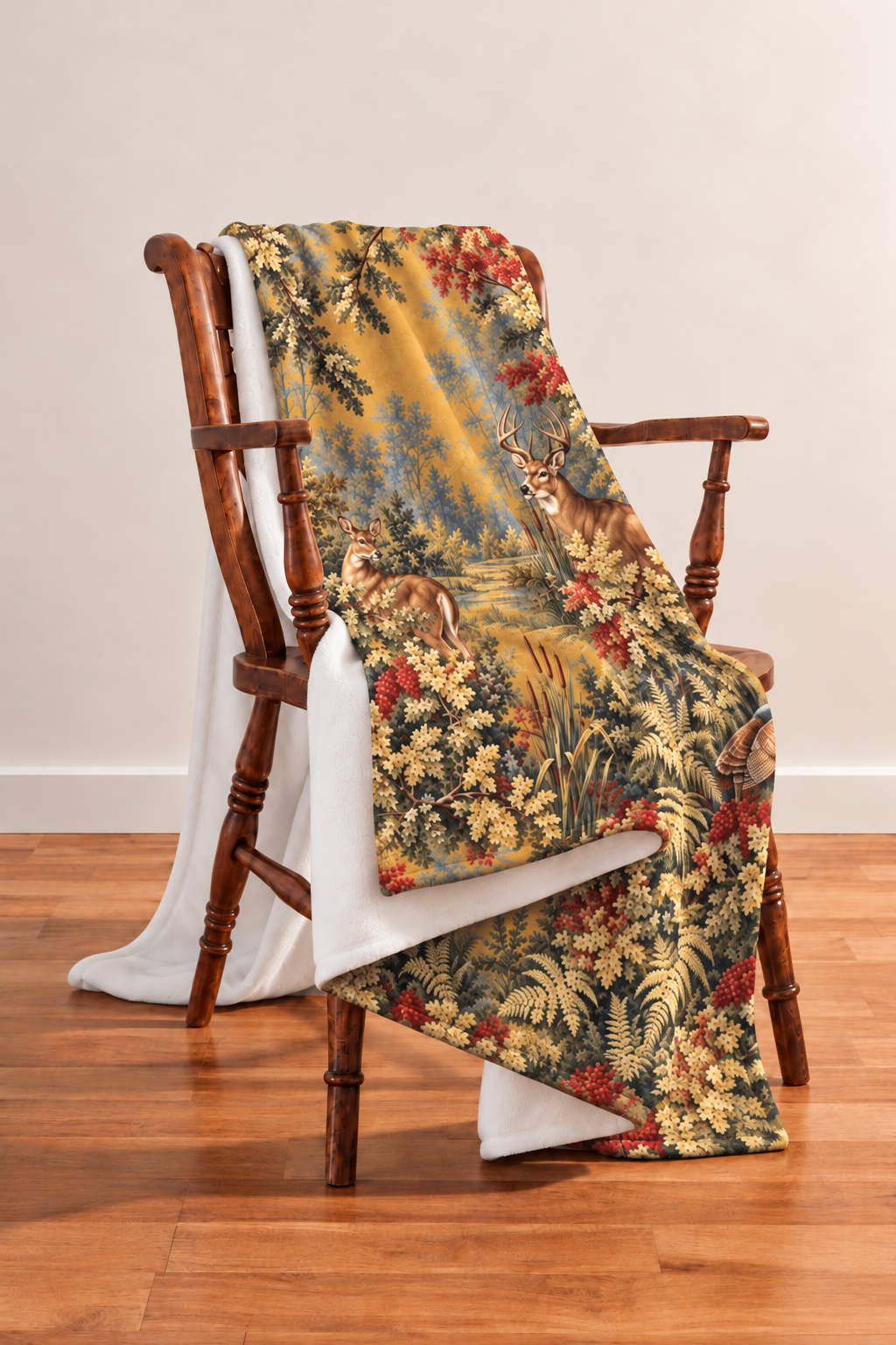 Autumn Tapestry Whitetail Fleece Throw