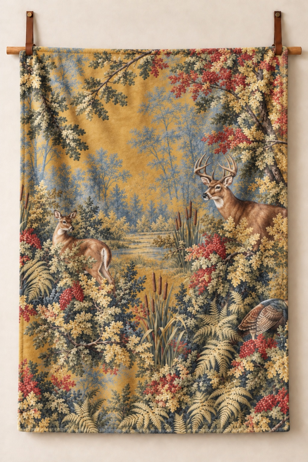 Autumn Tapestry Whitetail Fleece Throw