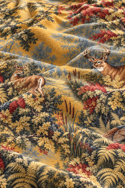 Autumn Tapestry Whitetail Fleece Throw