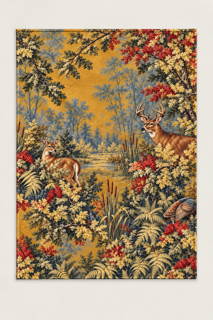 Autumn Tapestry Whitetail Fleece Throw