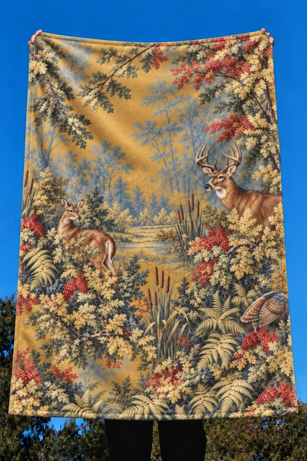 Autumn Tapestry Whitetail Fleece Throw