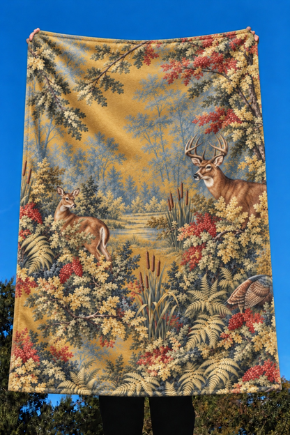 Autumn Tapestry Whitetail Fleece Throw