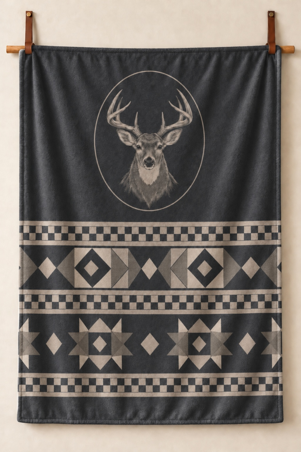 Charcoal Lodge Whitetail Medallion Fleece Throw