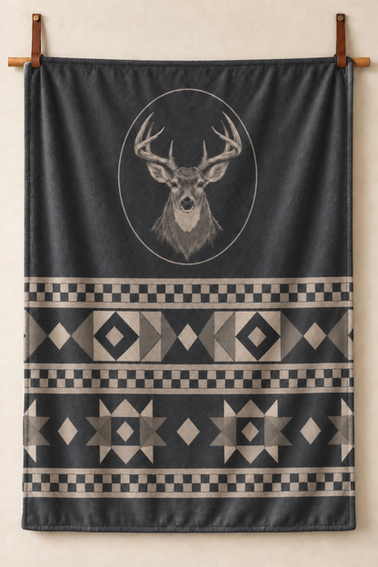 Charcoal Lodge Whitetail Medallion Fleece Throw