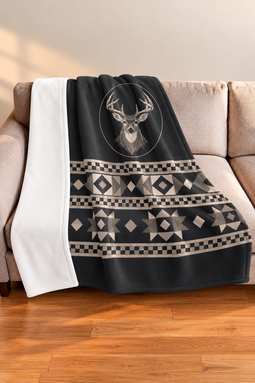 Charcoal Lodge Whitetail Medallion Fleece Throw