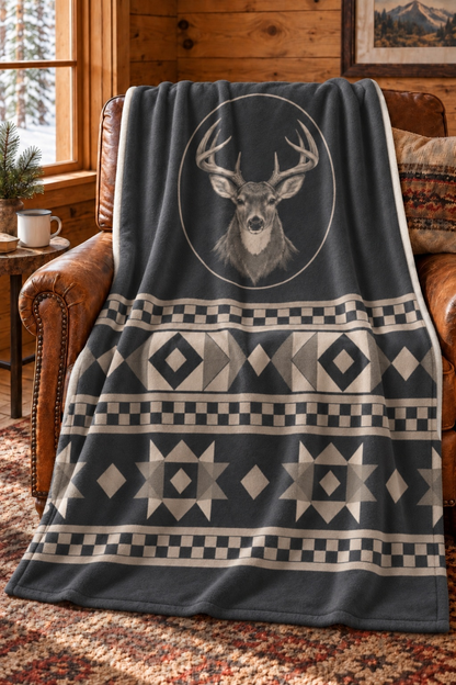 Charcoal Lodge Whitetail Medallion Fleece Throw