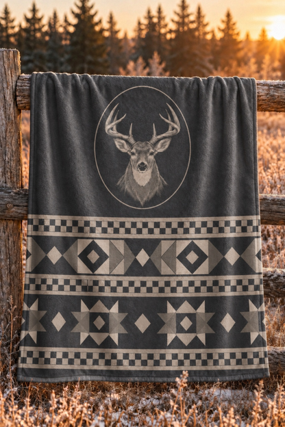 Charcoal Lodge Whitetail Medallion Fleece Throw