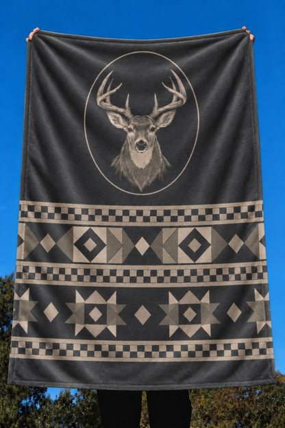 Charcoal Lodge Whitetail Medallion Fleece Throw