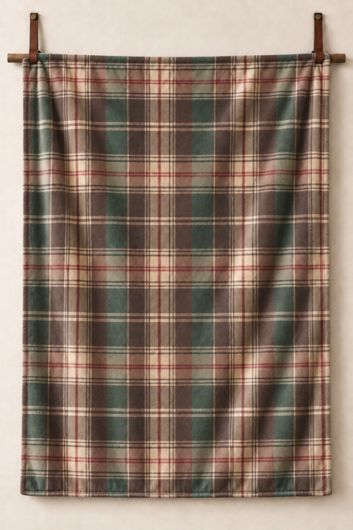 Hunter Green Tartan Fleece Throw